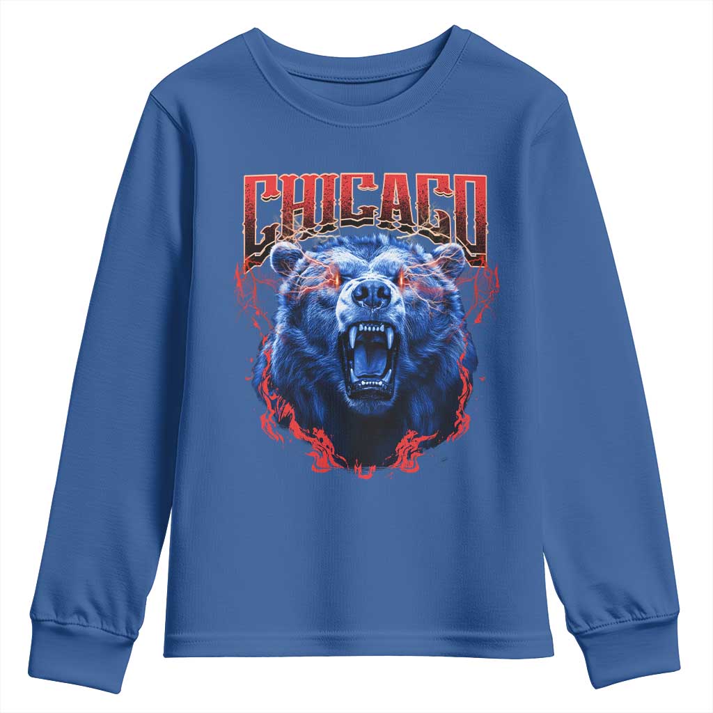 Retro Chicago Youth Sweatshirt Vintage Cub Bootleg Graphic Baseball Fans TS10 Royal Blue Print Your Wear