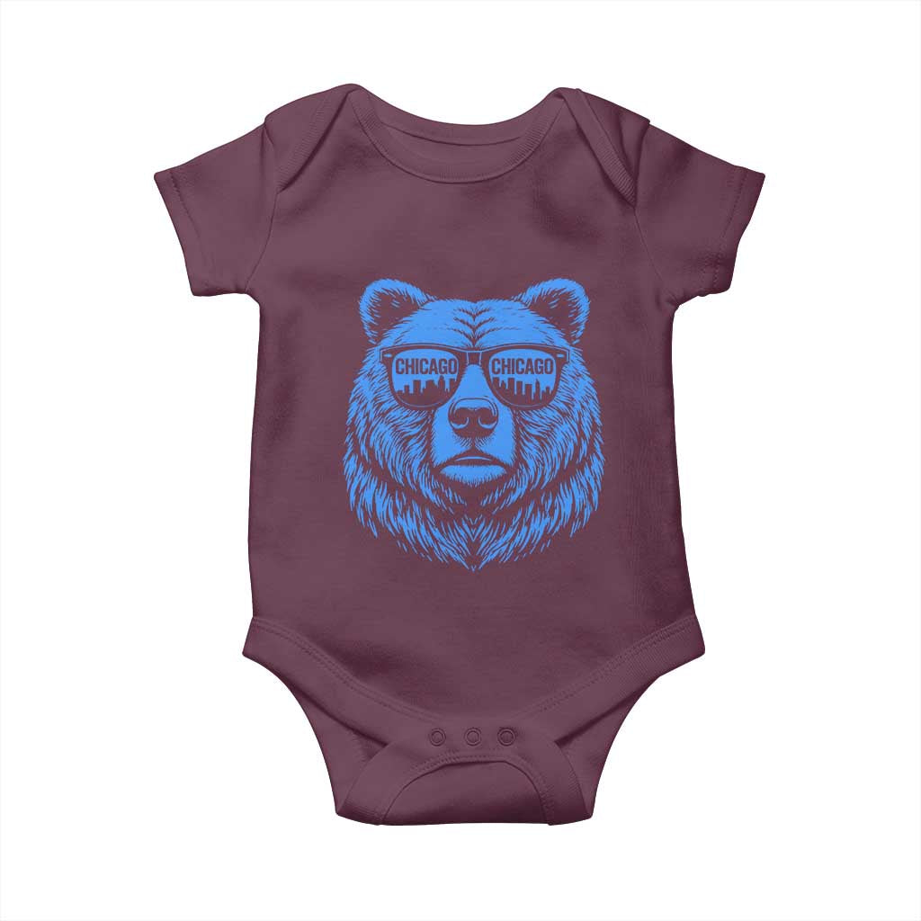 Vintage Chicago Baby Onesie Cub With Sunglasses Baseball Fans TS10 Maroon Print Your Wear