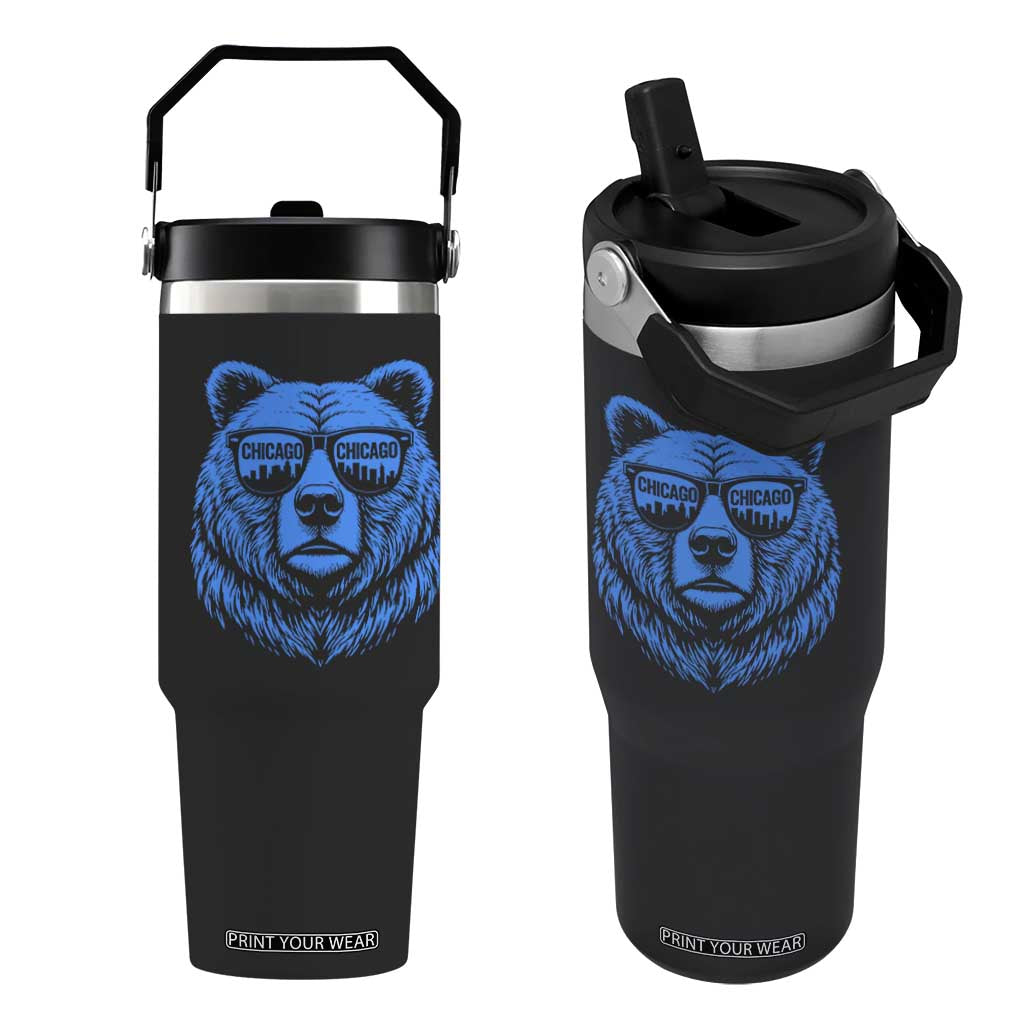 Vintage Chicago Flip Straw Tumbler Cub With Sunglasses Baseball Fans TS10 One Size: 30 oz Black Print Your Wear