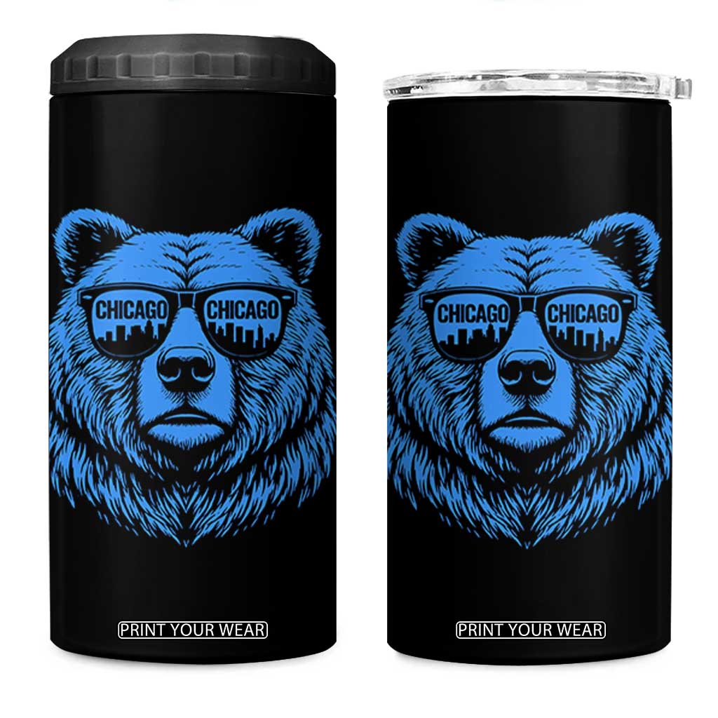 Vintage Chicago 4 in 1 Can Cooler Tumbler Cub With Sunglasses Baseball Fans TS10 One Size: 16 oz Black Print Your Wear