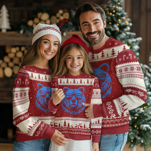 Vintage Chicago Ugly Christmas Sweater Cub With Sunglasses Baseball Fans TS10 Red Beige Print Your Wear