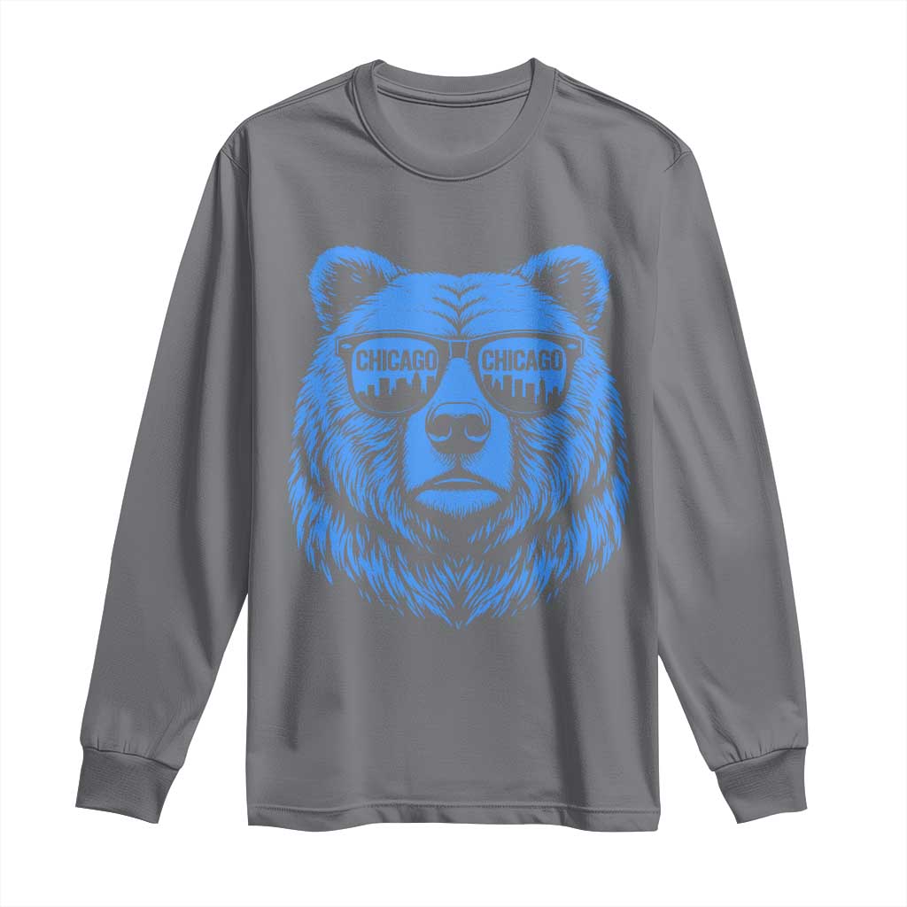 Vintage Chicago Long Sleeve Shirt Cub With Sunglasses Baseball Fans TS10 Charcoal Print Your Wear