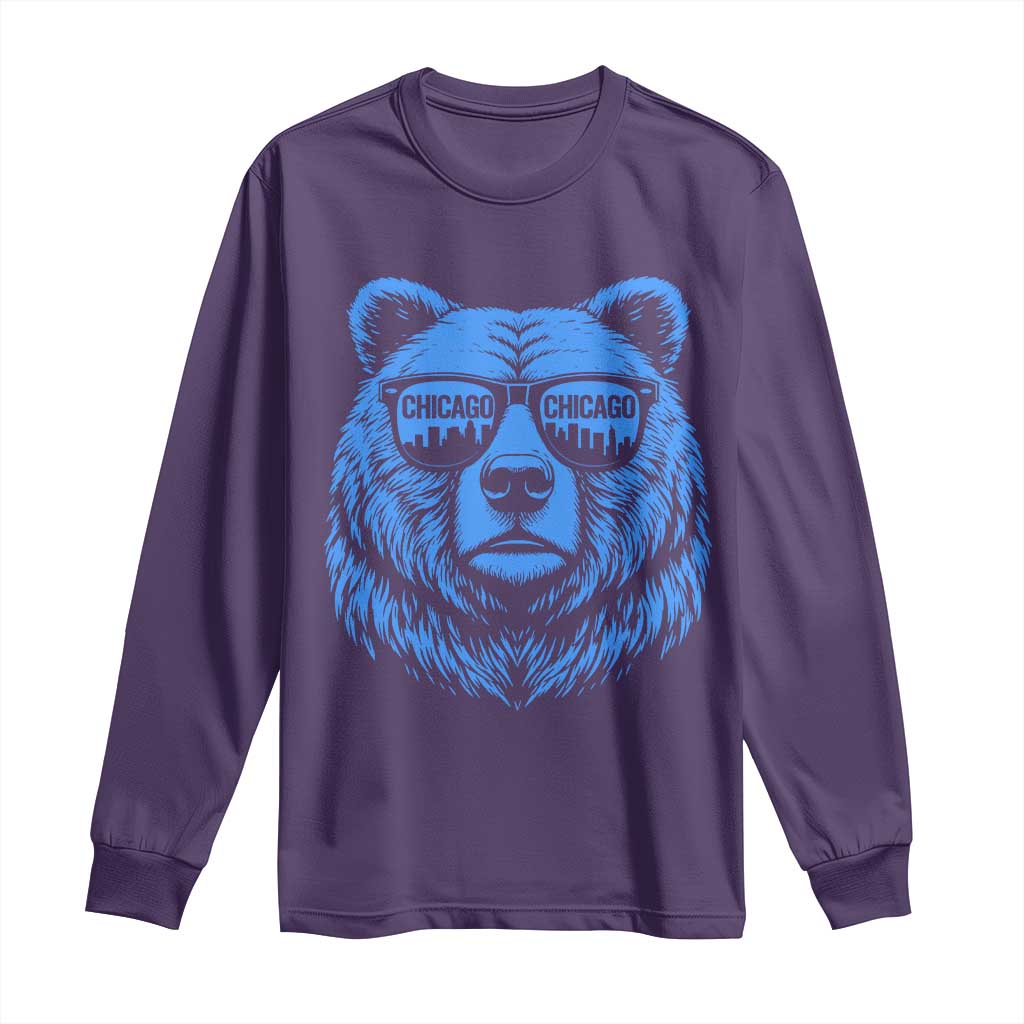Vintage Chicago Long Sleeve Shirt Cub With Sunglasses Baseball Fans TS10 Purple Print Your Wear