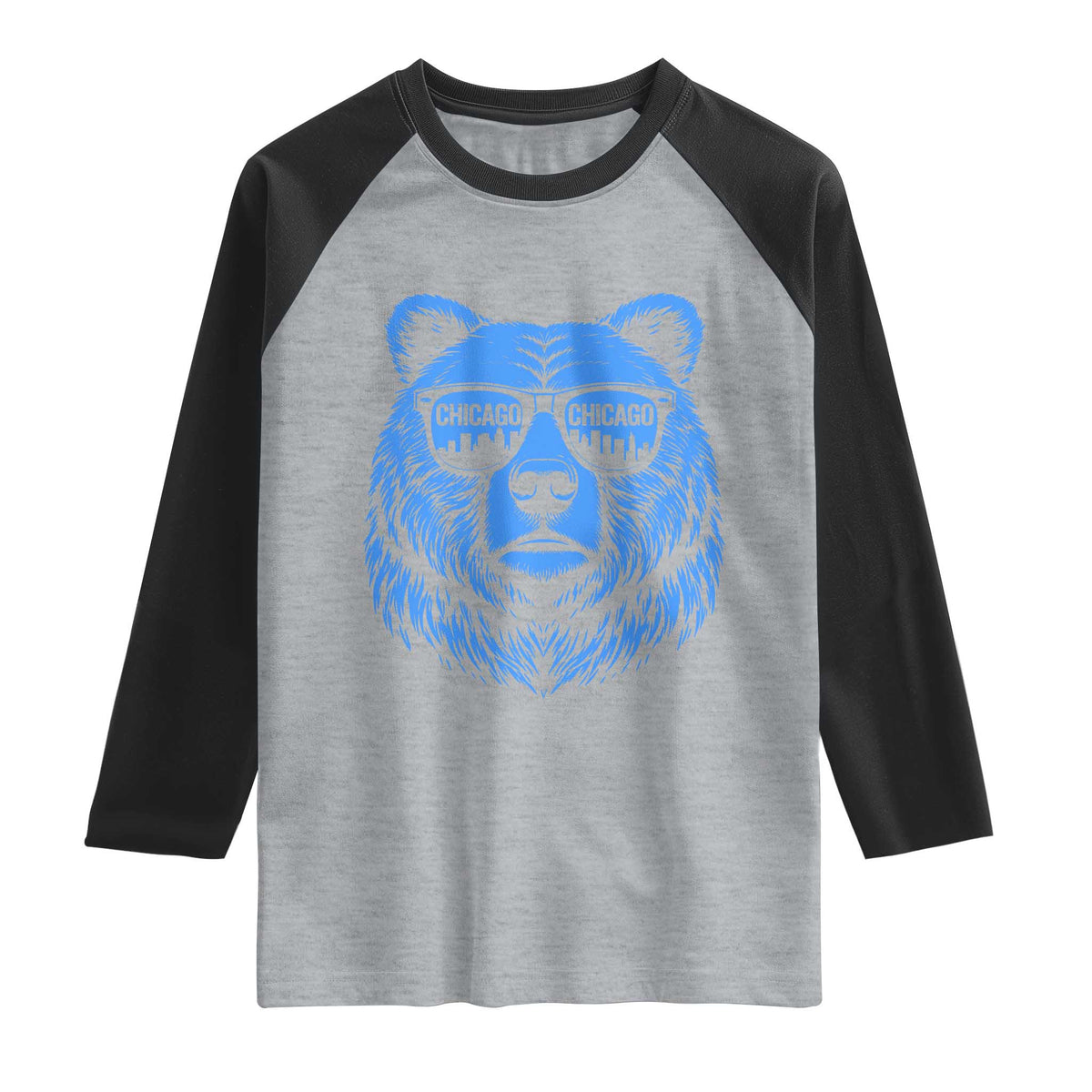 Vintage Chicago Raglan Shirt Cub With Sunglasses Baseball Fans TS10 Heather Gray Black Print Your Wear