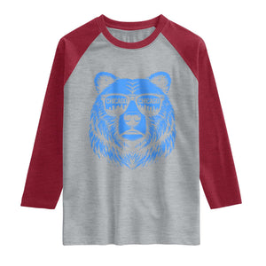 Vintage Chicago Raglan Shirt Cub With Sunglasses Baseball Fans TS10 Heather Gray Heather Red Print Your Wear