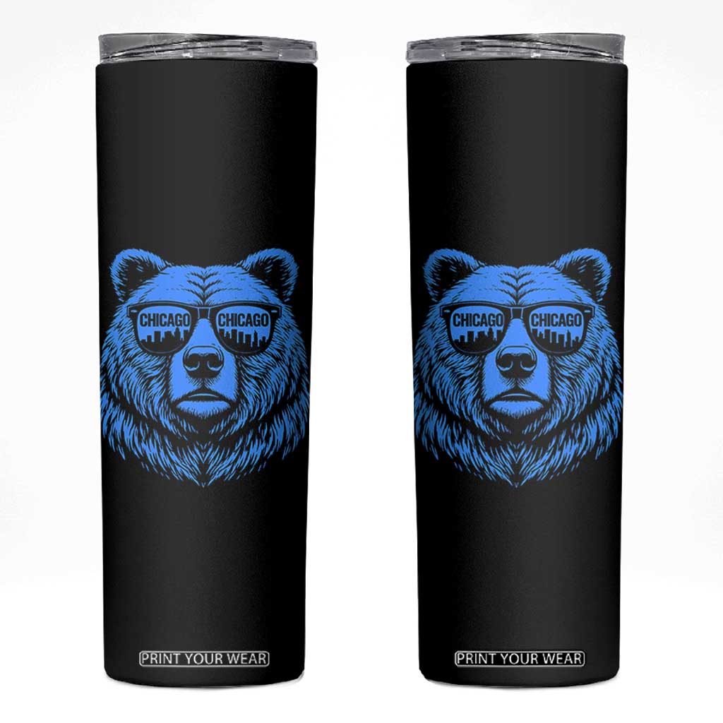 Vintage Chicago Skinny Tumbler Cub With Sunglasses Baseball Fans TS10 Black Print Your Wear