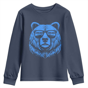 Vintage Chicago Youth Sweatshirt Cub With Sunglasses Baseball Fans TS10 Navy Print Your Wear