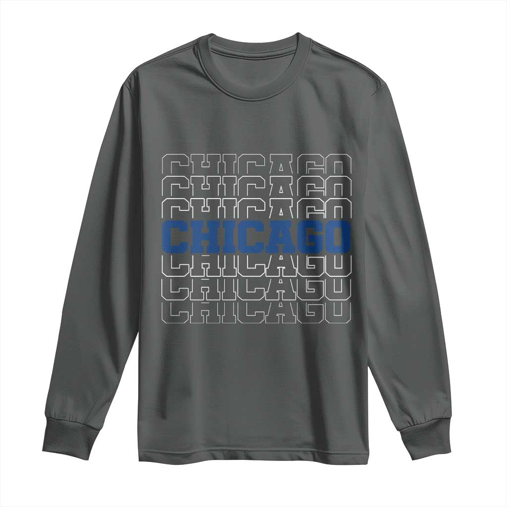 Vintage Chicago Graphic Long Sleeve Shirt State Pride Baseball Lover TS10 Dark Heather Print Your Wear