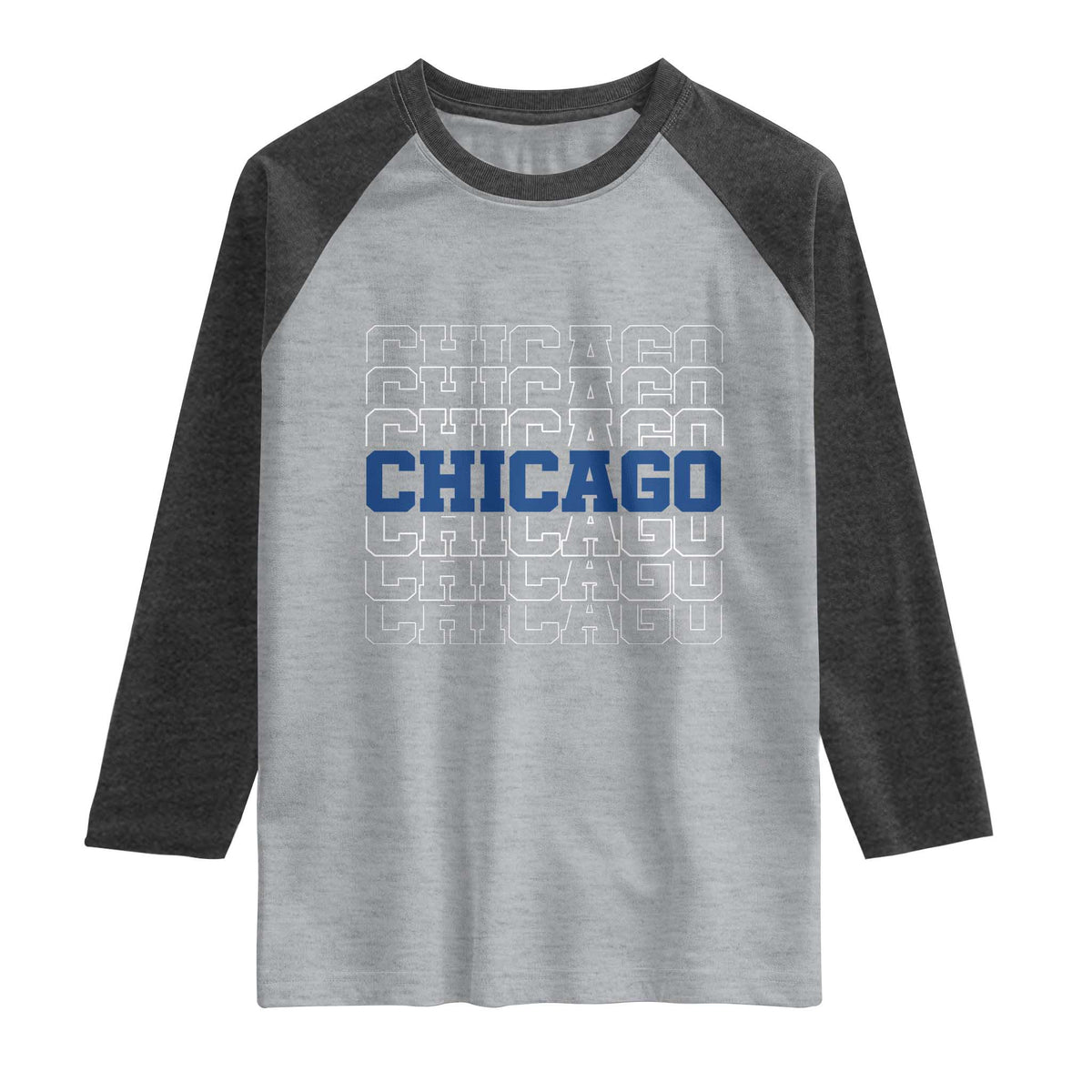 Vintage Chicago Graphic Raglan Shirt State Pride Baseball Lover TS10 Heather Gray Heather Charcoal Print Your Wear