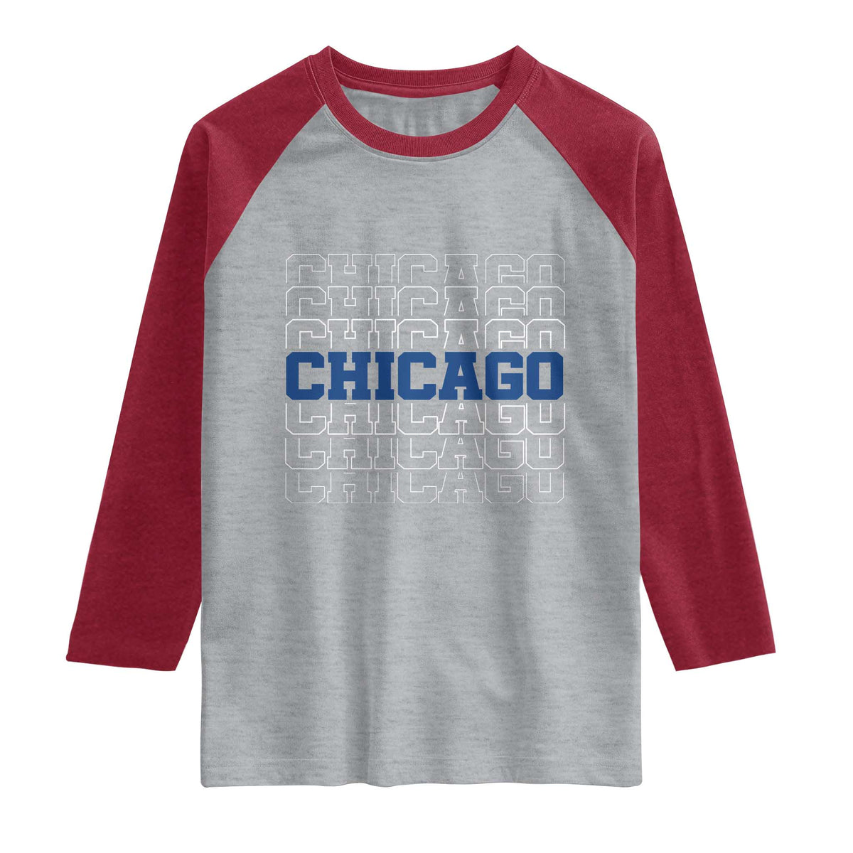Vintage Chicago Graphic Raglan Shirt State Pride Baseball Lover TS10 Heather Gray Heather Red Print Your Wear