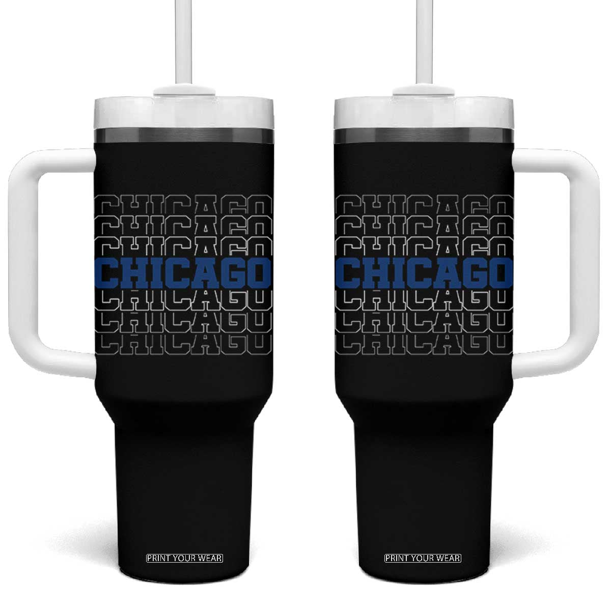 Vintage Chicago Graphic Tumbler With Handle State Pride Baseball Lover TS10 One Size: 40 oz Black Print Your Wear