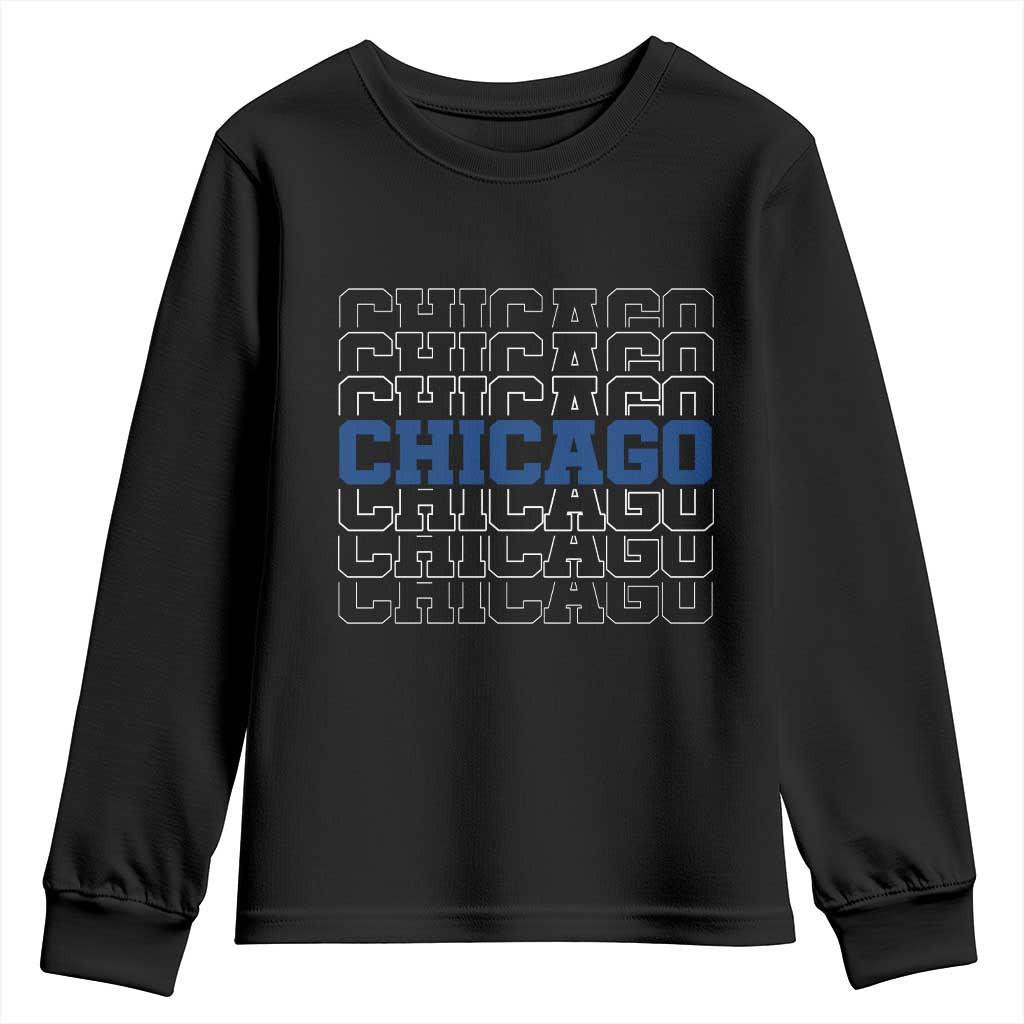 Vintage Chicago Graphic Youth Sweatshirt State Pride Baseball Lover TS10 Black Print Your Wear