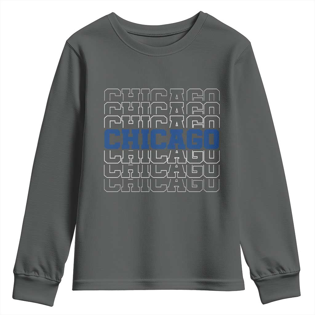 Vintage Chicago Graphic Youth Sweatshirt State Pride Baseball Lover TS10 Dark Heather Print Your Wear