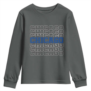 Vintage Chicago Graphic Youth Sweatshirt State Pride Baseball Lover TS10 Dark Heather Print Your Wear