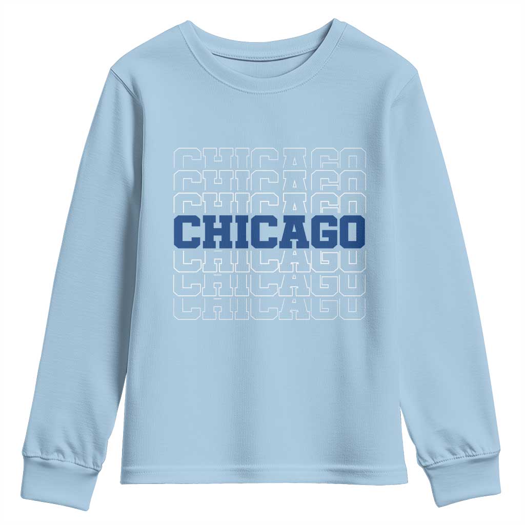 Vintage Chicago Graphic Youth Sweatshirt State Pride Baseball Lover TS10 Light Blue Print Your Wear