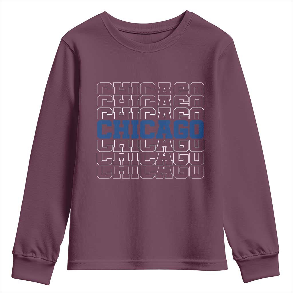 Vintage Chicago Graphic Youth Sweatshirt State Pride Baseball Lover TS10 Maroon Print Your Wear