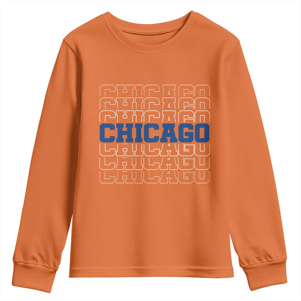 Vintage Chicago Graphic Youth Sweatshirt State Pride Baseball Lover TS10 Orange Print Your Wear