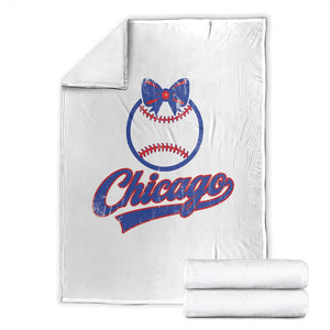 Chicago Coquette Bow Throw Blanket Cute Girls Kids Women Baseball Fans TS10 White Print Your Wear