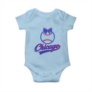 Chicago Coquette Bow Baby Onesie Cute Girls Kids Women Baseball Fans TS10 Light Blue Print Your Wear