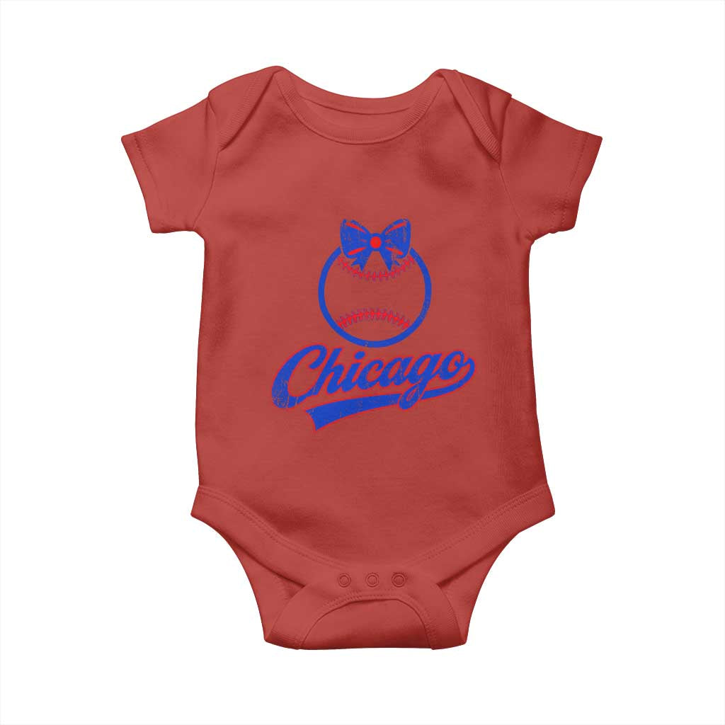 Chicago Coquette Bow Baby Onesie Cute Girls Kids Women Baseball Fans TS10 Red Print Your Wear