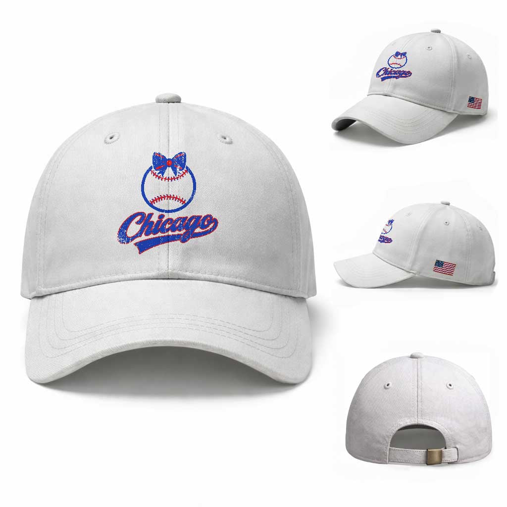 Chicago Coquette Bow Baseball Cap Cute Girls Kids Women Baseball Fans TS10 Baseball Cap Universal Fit White Print Your Wear