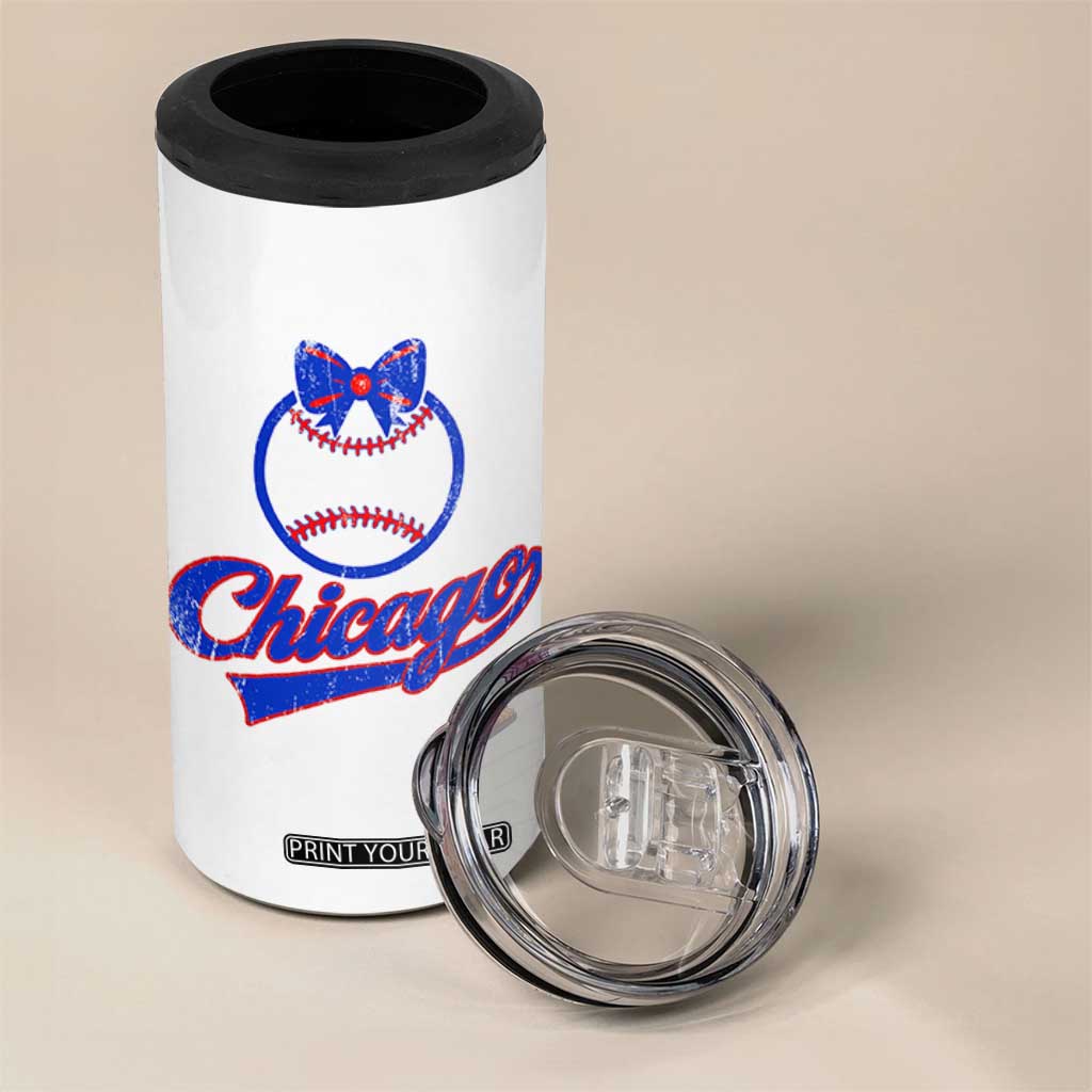 Chicago Coquette Bow 4 in 1 Can Cooler Tumbler Cute Girls Kids Women Baseball Fans TS10 Print Your Wear
