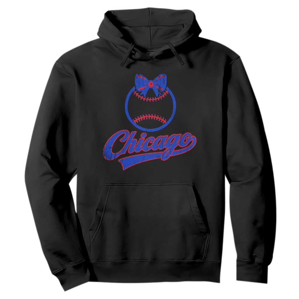 Chicago Coquette Bow Hoodie Cute Girls Kids Women Baseball Fans TS10 Black Print Your Wear