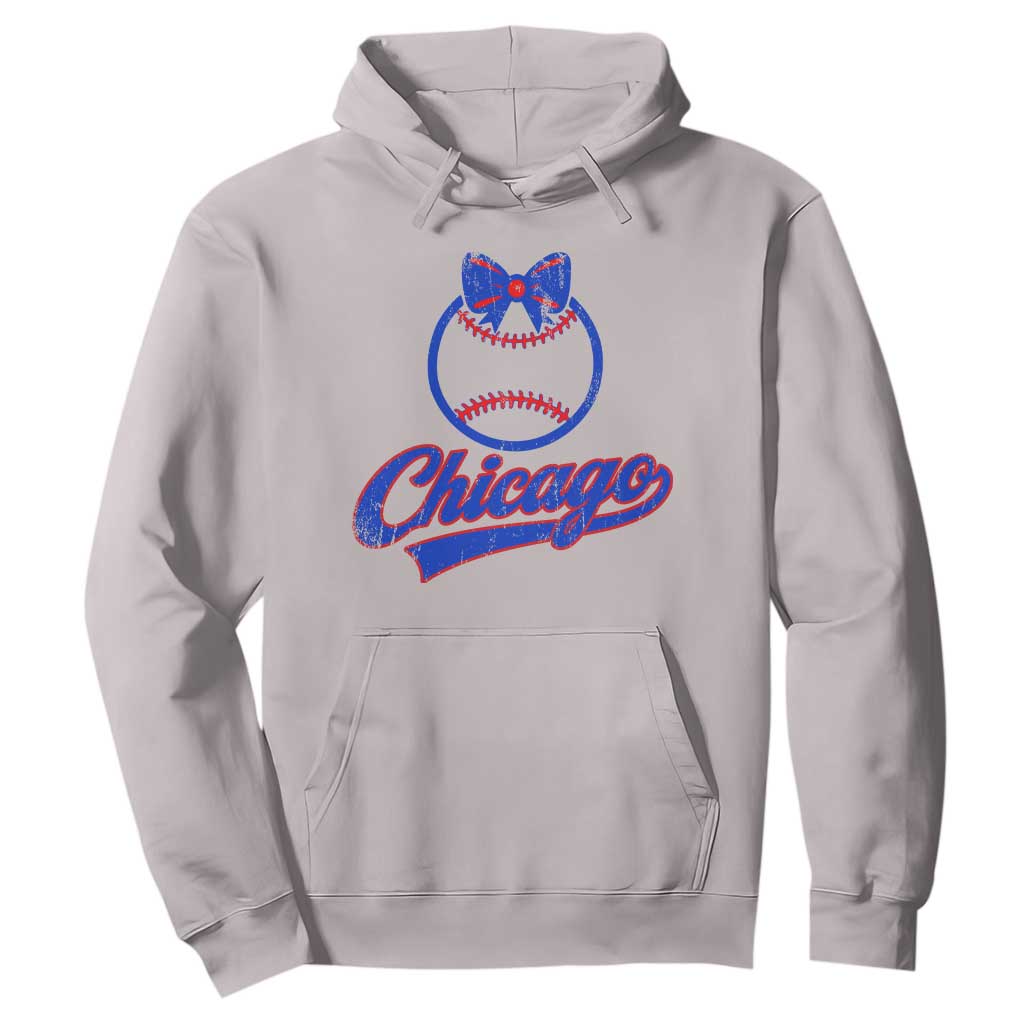 Chicago Coquette Bow Hoodie Cute Girls Kids Women Baseball Fans TS10 Ice Gray Print Your Wear