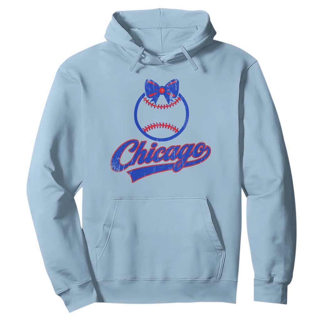 Chicago Coquette Bow Hoodie Cute Girls Kids Women Baseball Fans TS10 Light Blue Print Your Wear