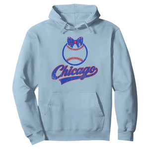 Chicago Coquette Bow Hoodie Cute Girls Kids Women Baseball Fans TS10 Light Blue Print Your Wear