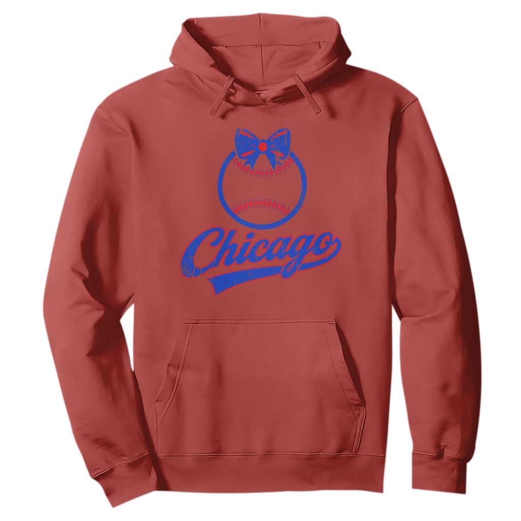 Chicago Coquette Bow Hoodie Cute Girls Kids Women Baseball Fans TS10 Red Print Your Wear