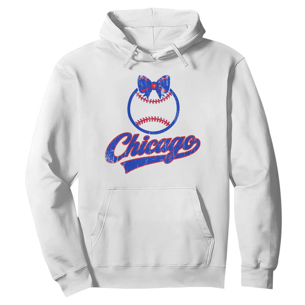 Chicago Coquette Bow Hoodie Cute Girls Kids Women Baseball Fans TS10 White Print Your Wear