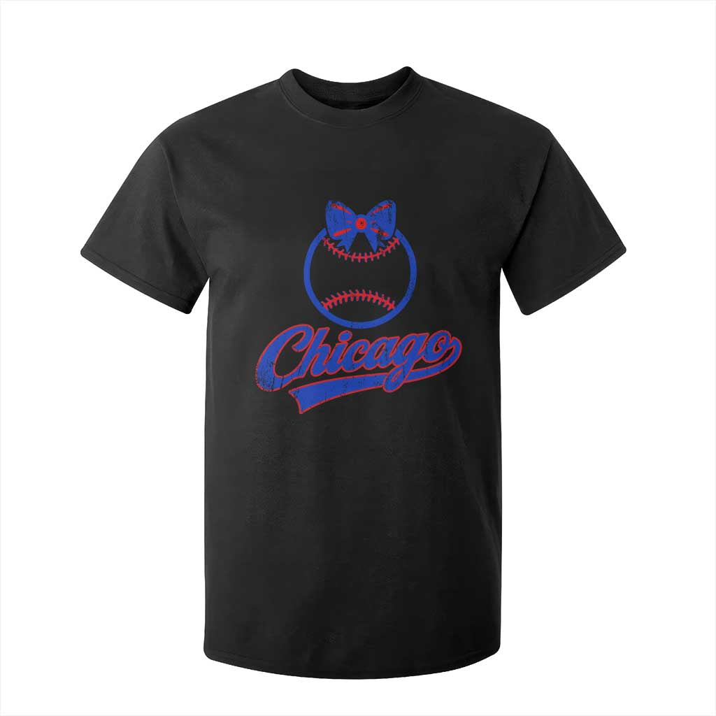 Chicago Coquette Bow T Shirt For Kid Cute Girls Kids Women Baseball Fans TS10 Black Print Your Wear