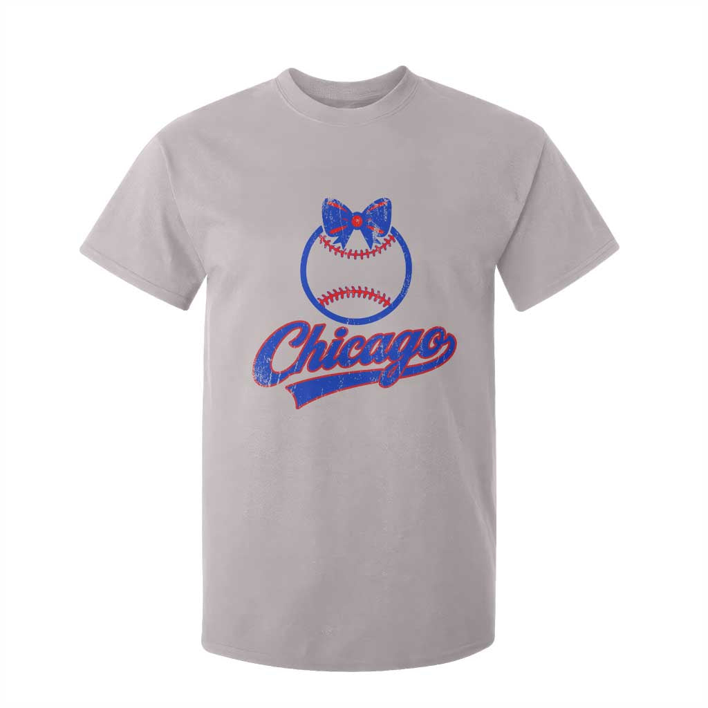 Chicago Coquette Bow T Shirt For Kid Cute Girls Kids Women Baseball Fans TS10 Ice Gray Print Your Wear