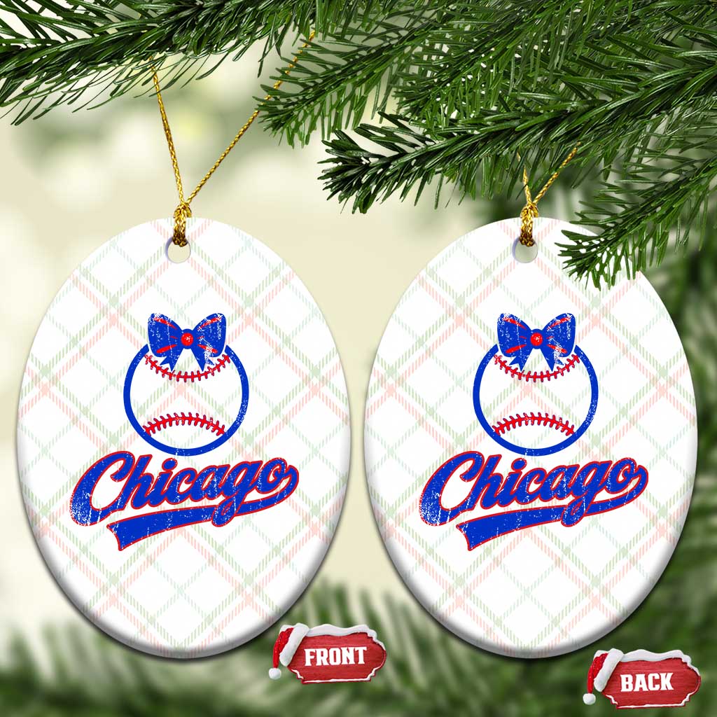 Chicago Coquette Bow Ceramic Ornament Cute Girls Kids Women Baseball Fans TS10 Print Your Wear