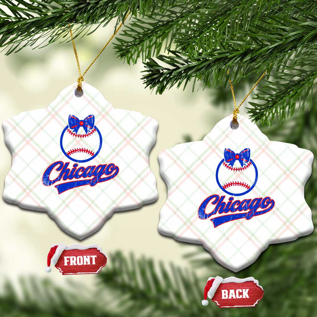 Chicago Coquette Bow Ceramic Ornament Cute Girls Kids Women Baseball Fans TS10 Print Your Wear