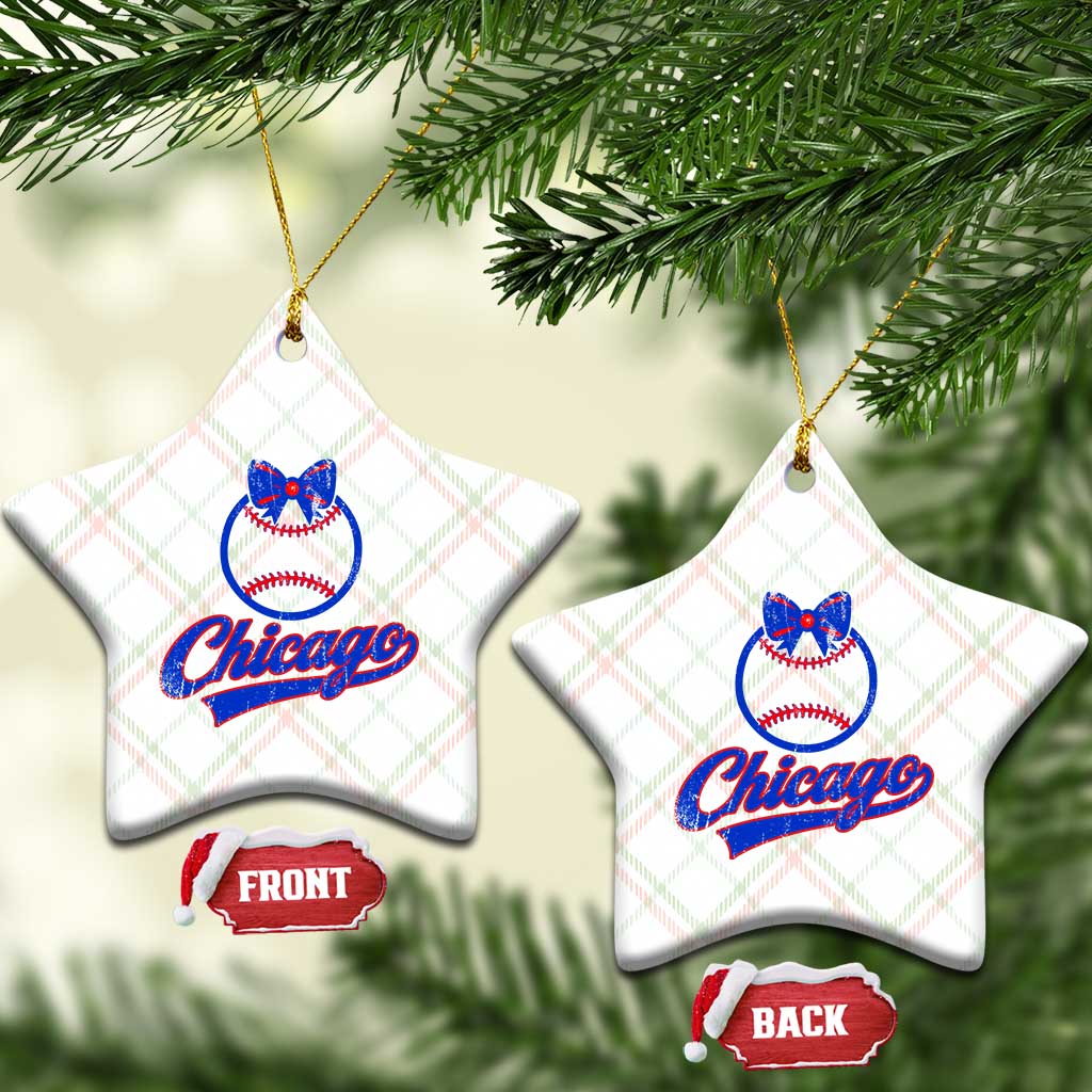 Chicago Coquette Bow Ceramic Ornament Cute Girls Kids Women Baseball Fans TS10 Print Your Wear