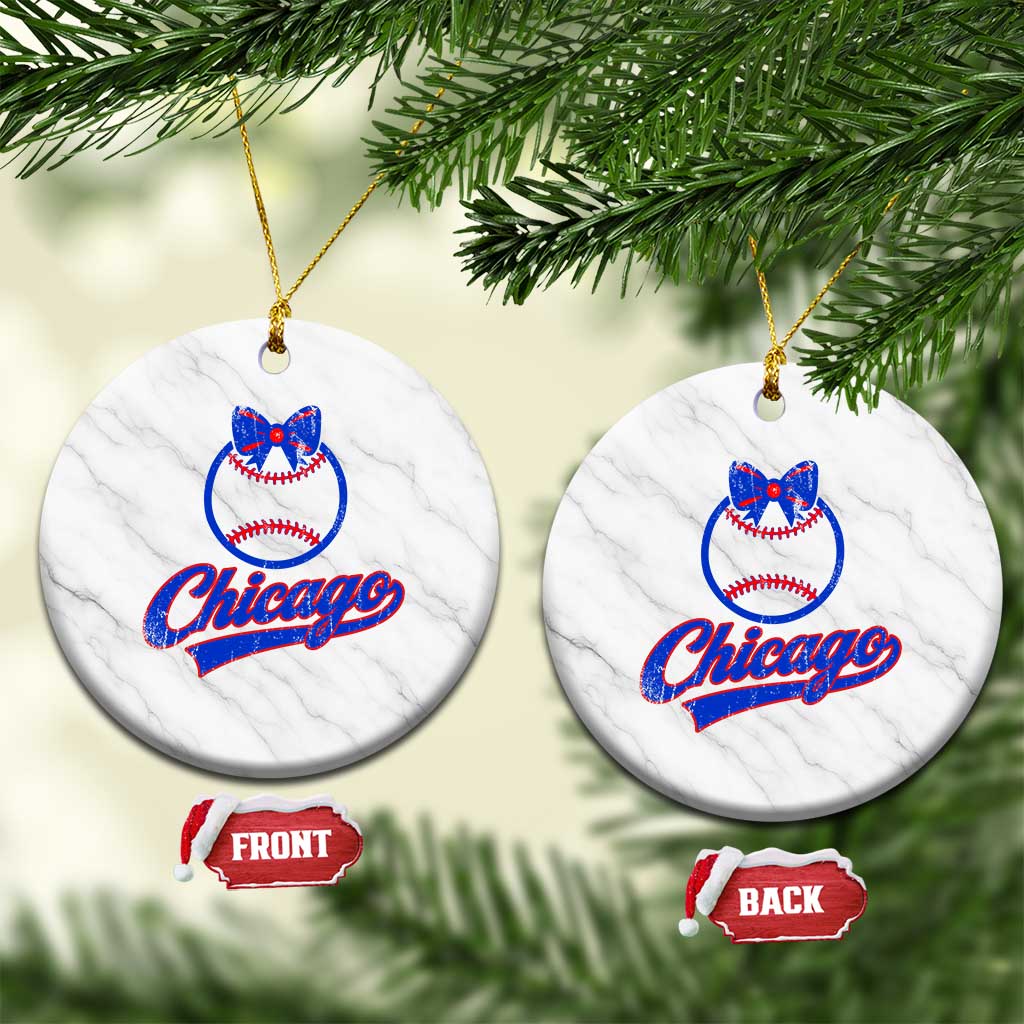 Chicago Coquette Bow Ceramic Ornament Cute Girls Kids Women Baseball Fans TS10 1pc White Marble Print Your Wear