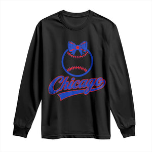 Chicago Coquette Bow Long Sleeve Shirt Cute Girls Kids Women Baseball Fans TS10 Black Print Your Wear