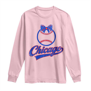 Chicago Coquette Bow Long Sleeve Shirt Cute Girls Kids Women Baseball Fans TS10 Light Pink Print Your Wear