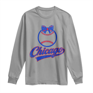 Chicago Coquette Bow Long Sleeve Shirt Cute Girls Kids Women Baseball Fans TS10 Sport Gray Print Your Wear