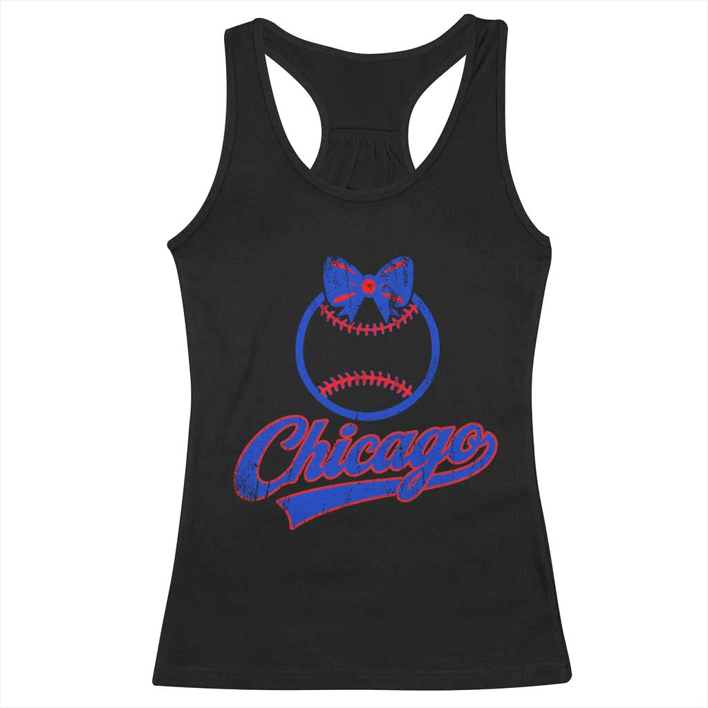 Chicago Coquette Bow Racerback Tank Top Cute Girls Kids Women Baseball Fans TS10 Black Print Your Wear