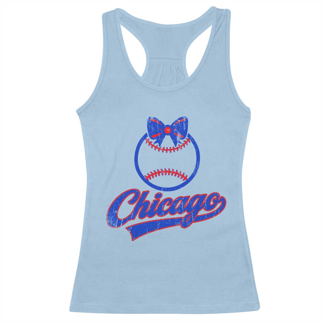 Chicago Coquette Bow Racerback Tank Top Cute Girls Kids Women Baseball Fans TS10 Light Blue Print Your Wear