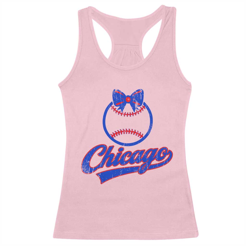 Chicago Coquette Bow Racerback Tank Top Cute Girls Kids Women Baseball Fans TS10 Light Pink Print Your Wear