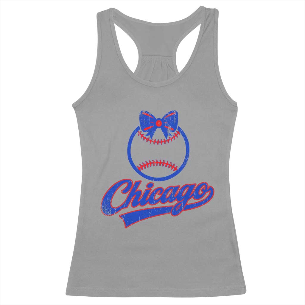 Chicago Coquette Bow Racerback Tank Top Cute Girls Kids Women Baseball Fans TS10 Sport Gray Print Your Wear