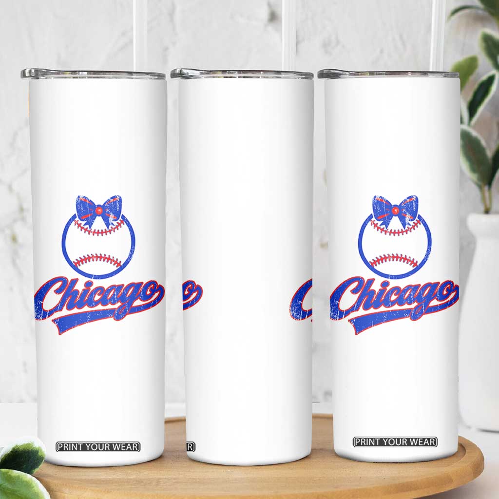 Chicago Coquette Bow Skinny Tumbler Cute Girls Kids Women Baseball Fans TS10 Print Your Wear