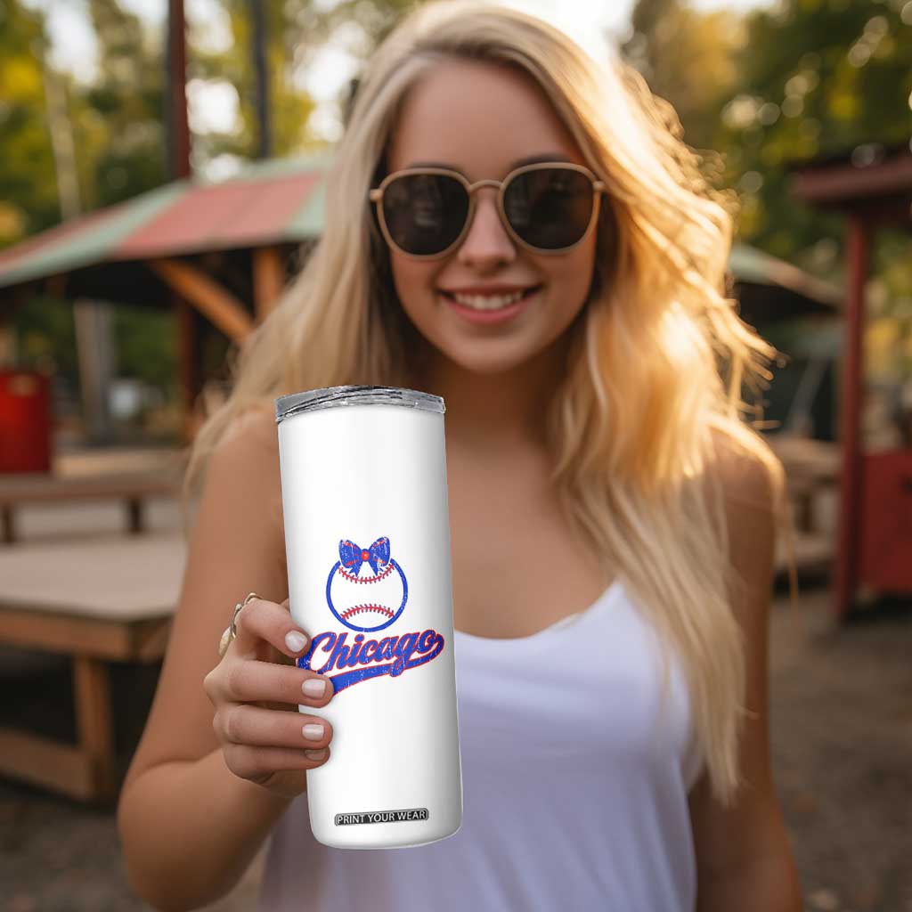 Chicago Coquette Bow Skinny Tumbler Cute Girls Kids Women Baseball Fans TS10 Print Your Wear