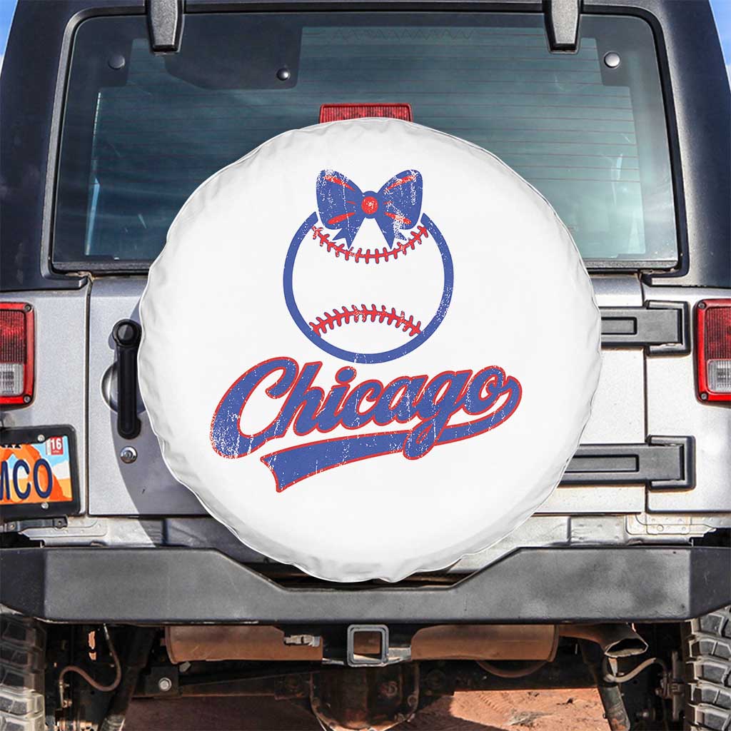 Chicago Coquette Bow Spare Tire Cover Cute Girls Kids Women Baseball Fans TS10 No hole White Print Your Wear