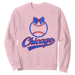 Chicago Coquette Bow Sweatshirt Cute Girls Kids Women Baseball Fans TS10 Light Pink Print Your Wear