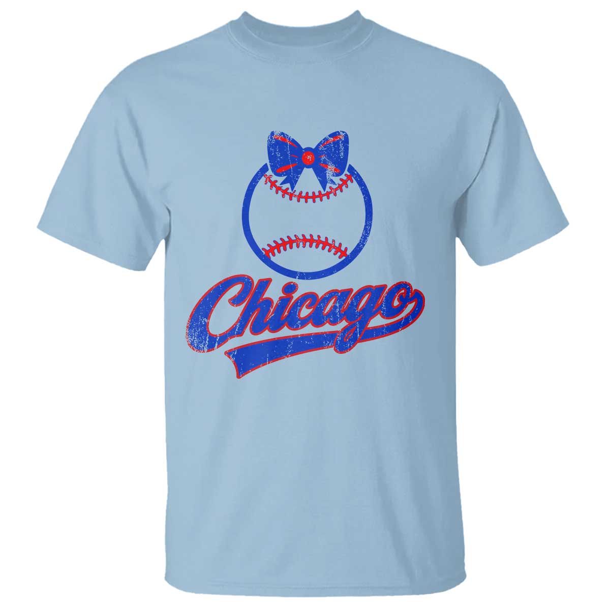 Chicago Coquette Bow T Shirt Cute Girls Kids Women Baseball Fans TS10 Light Blue Print Your Wear